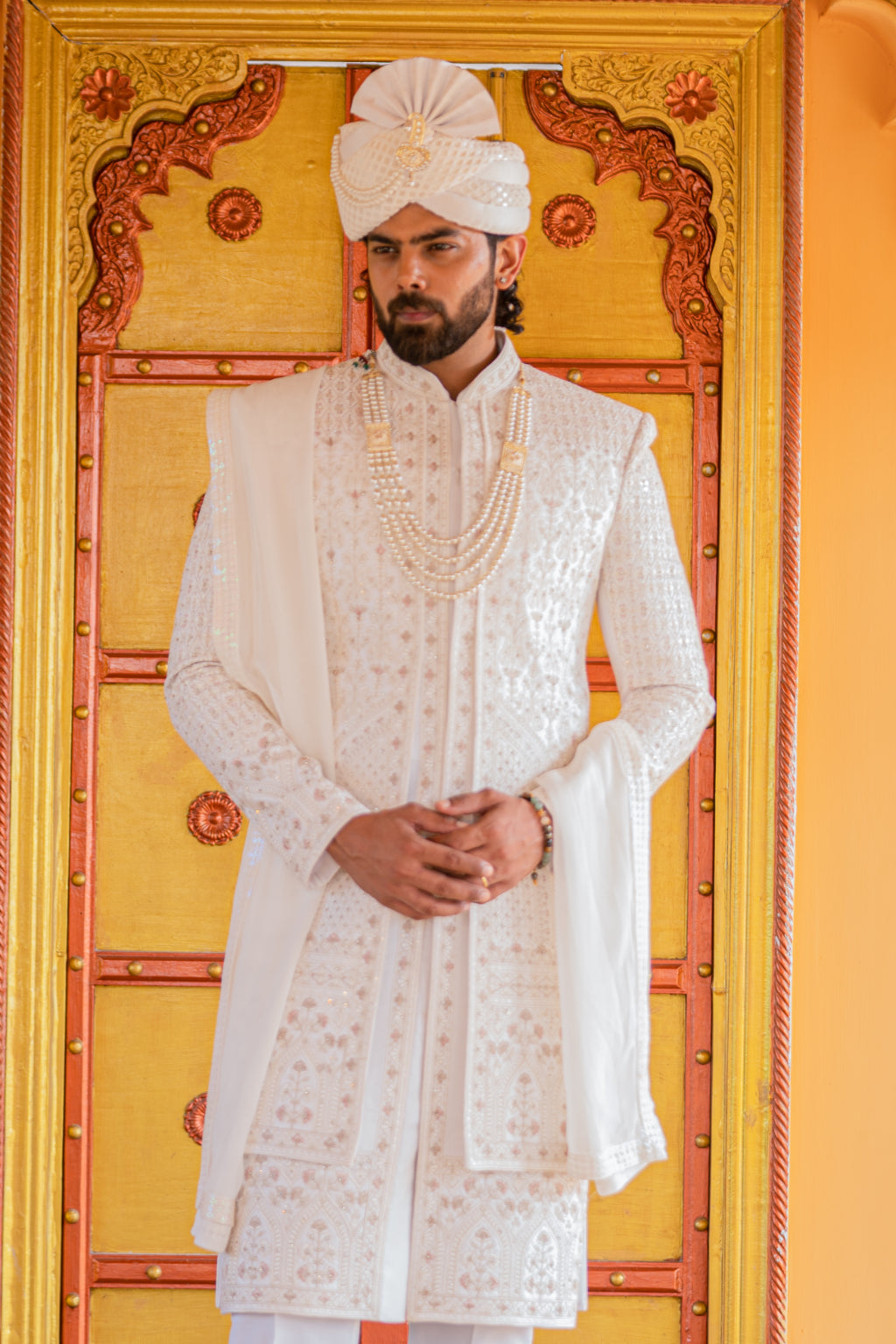 Royal Ivory Sherwani Set- Crafted Just for You. Minimum Delivery: 20 Days