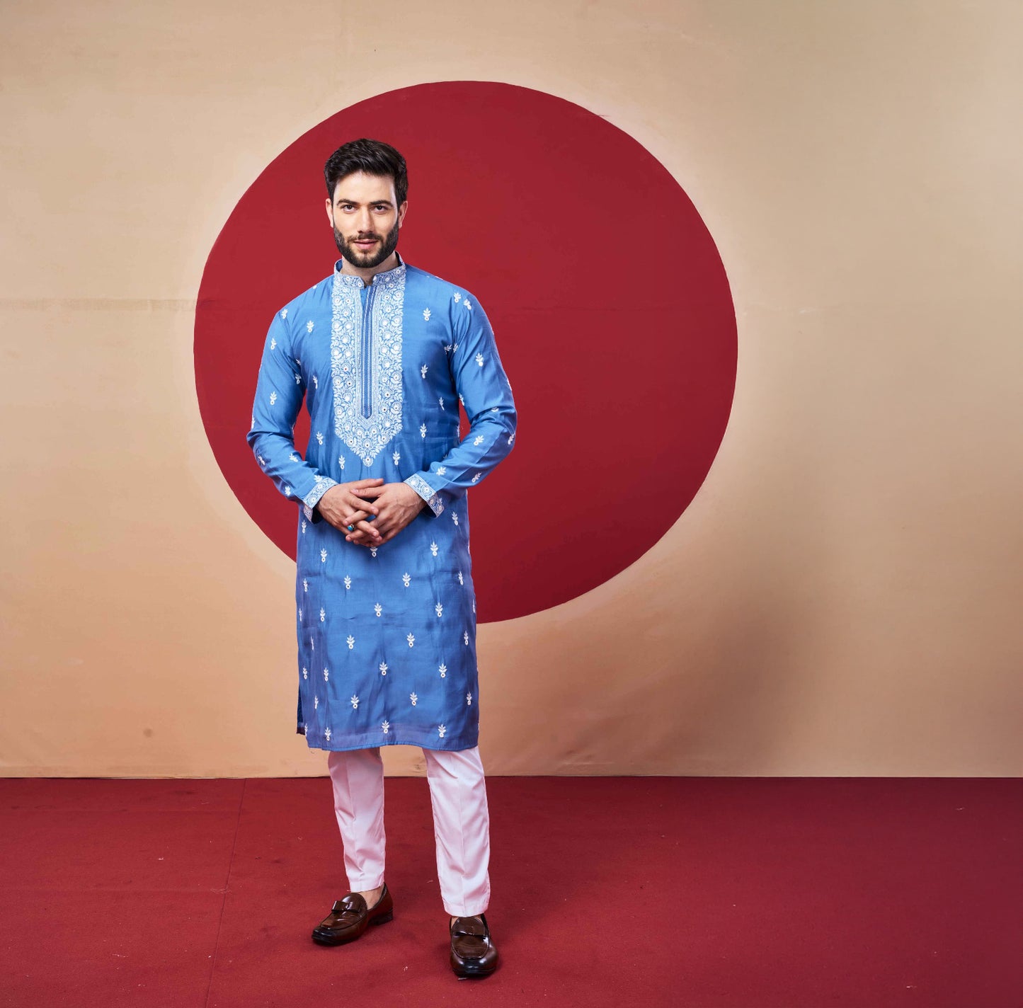 Designer Sky Blue Kurta – Crafted Just for You. Minimum Delivery: 20 Days