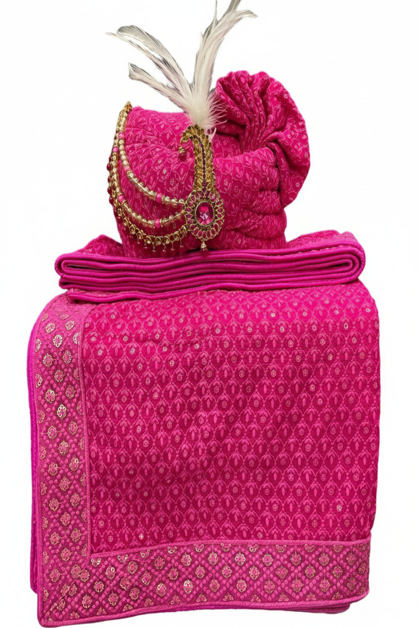 Elegant Traditional Turban with Shawl for Men – Perfect for Weddings & Festive Wear
