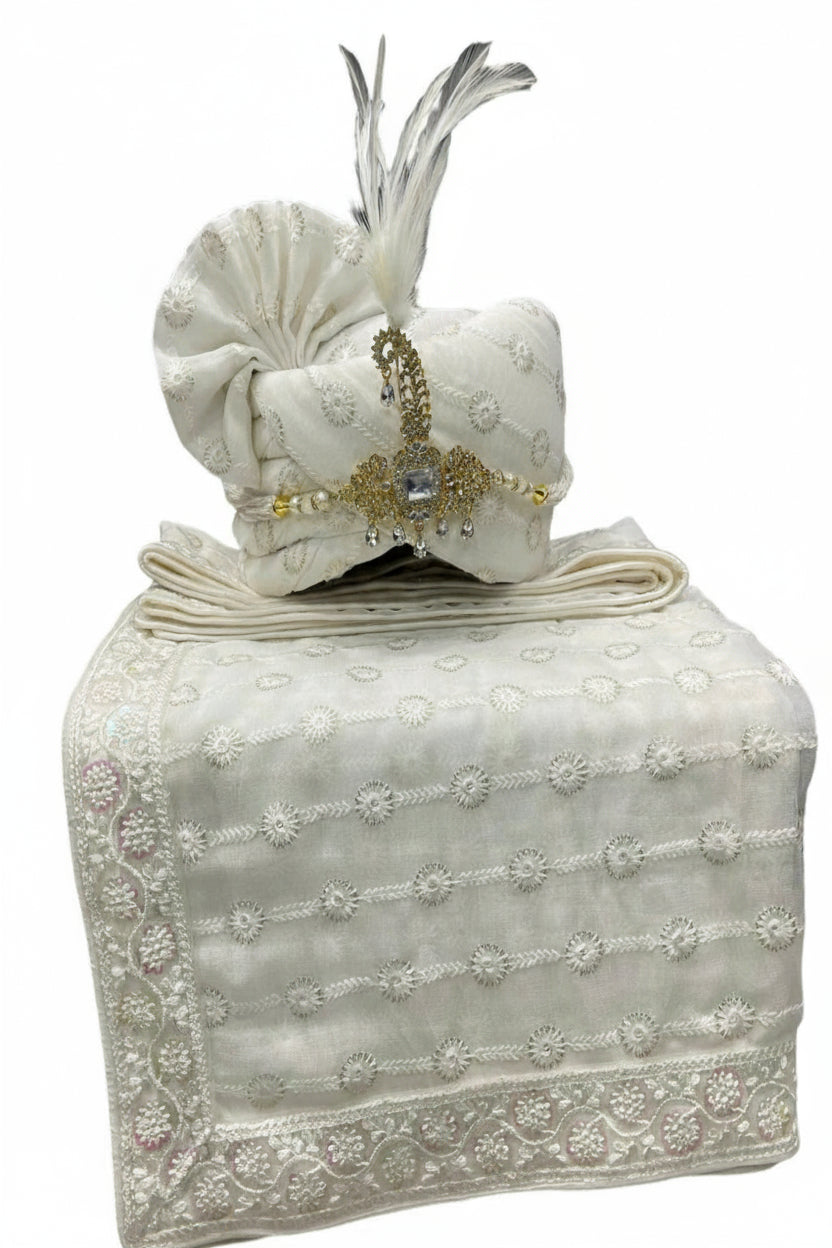 Elegant Traditional Turban with Shawl for Men – Perfect for Weddings & Festive Wear