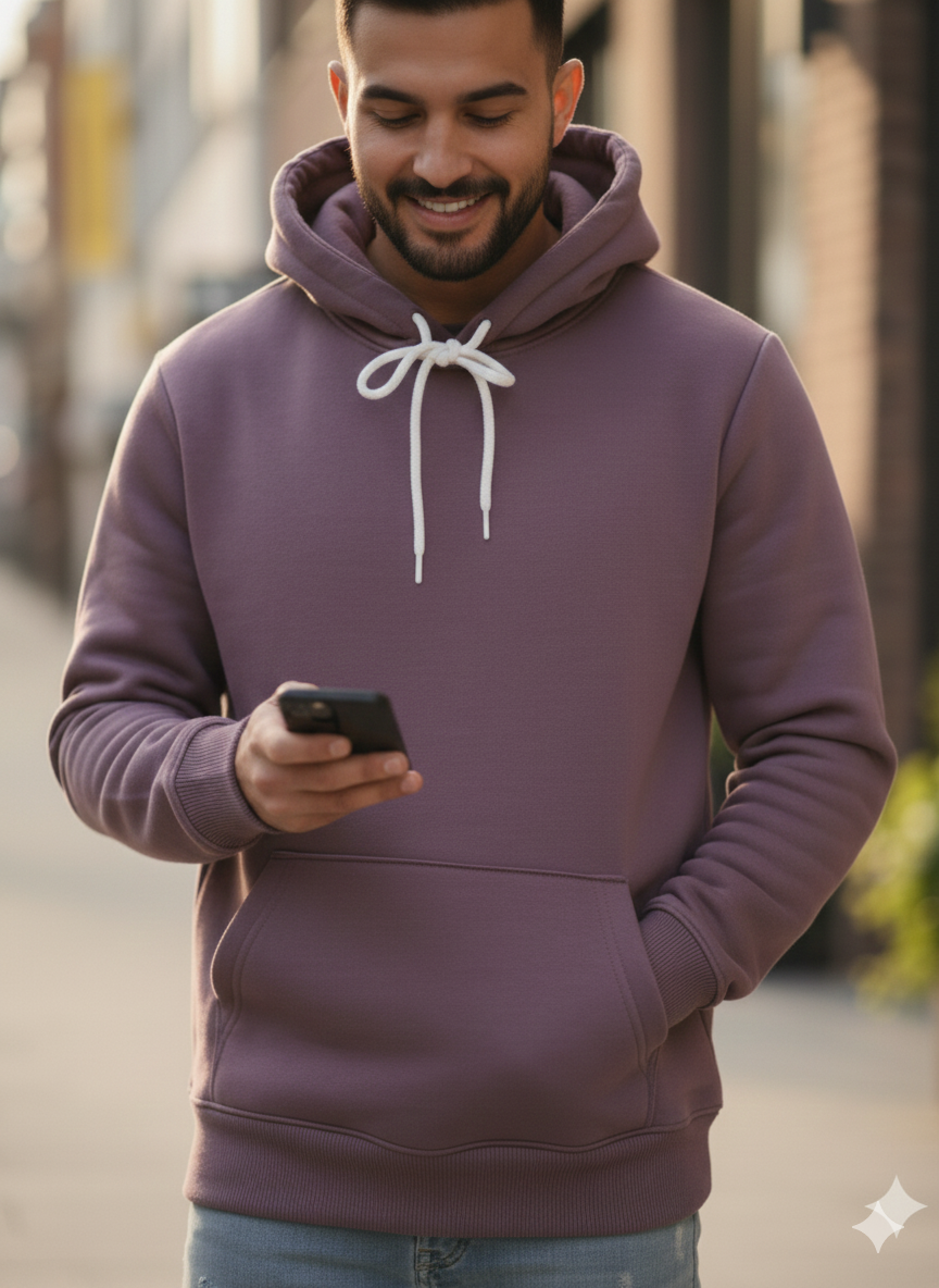 Men Solid Hoodie