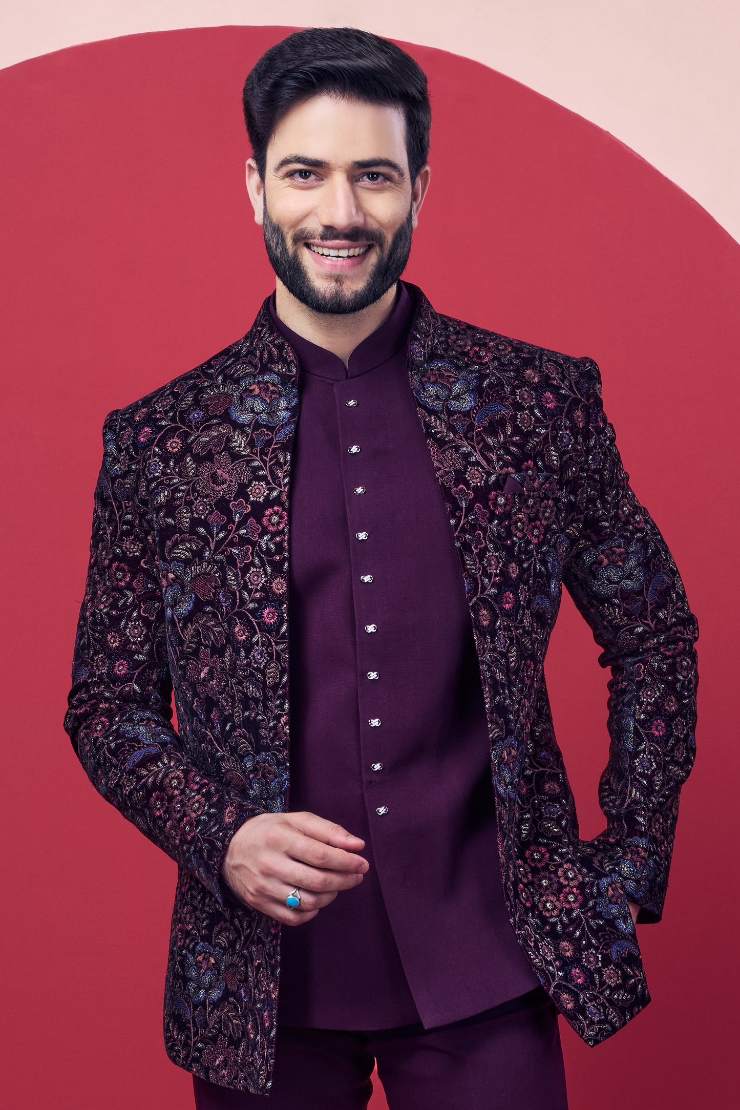 Elegant Maroon Jodhpuri Ensemble for Men - Crafted Just for You. Minimum Delivery: 20 Days