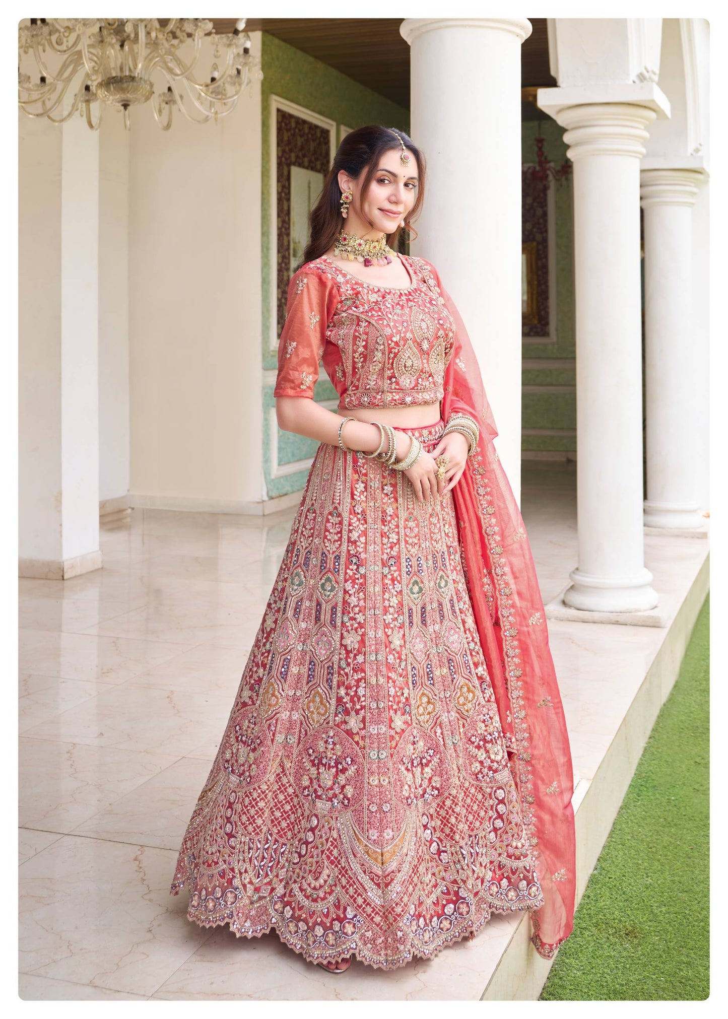 "Gulabi Swarn" Embroidered Silk Lehenga - Crafted Just for You. Minimum Delivery 20 Days