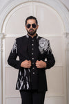 Black Indo Western with Silver Embroidery - Crafted Just for You. Minimum Delivery: 20 Days