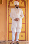 Royal Ivory Embroidered Sherwani with Dupatta - Crafted Just for You. Minimum Delivery: 20 Days