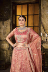 Peach Embroidered Bridal Lehenga Set -Crafted Just for You. Minimum Delivery: 20 Days