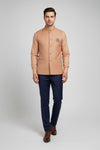 Peach Mandarin Collar Jacket with Matching Shirt