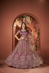 Purple Net Bridal Lehenga with Sequins & Zarkan Embroidery - Crafted Just for You. Minimum Delivery 20 Days