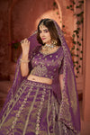 Purple Net Bridal Lehenga with Sequins & Zarkan Embroidery - Crafted Just for You. Minimum Delivery 20 Days