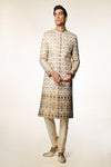 Ivory and Gold Embroidered Sherwani Set - Crafted Just for You. Minimum Delivery: 20 Days