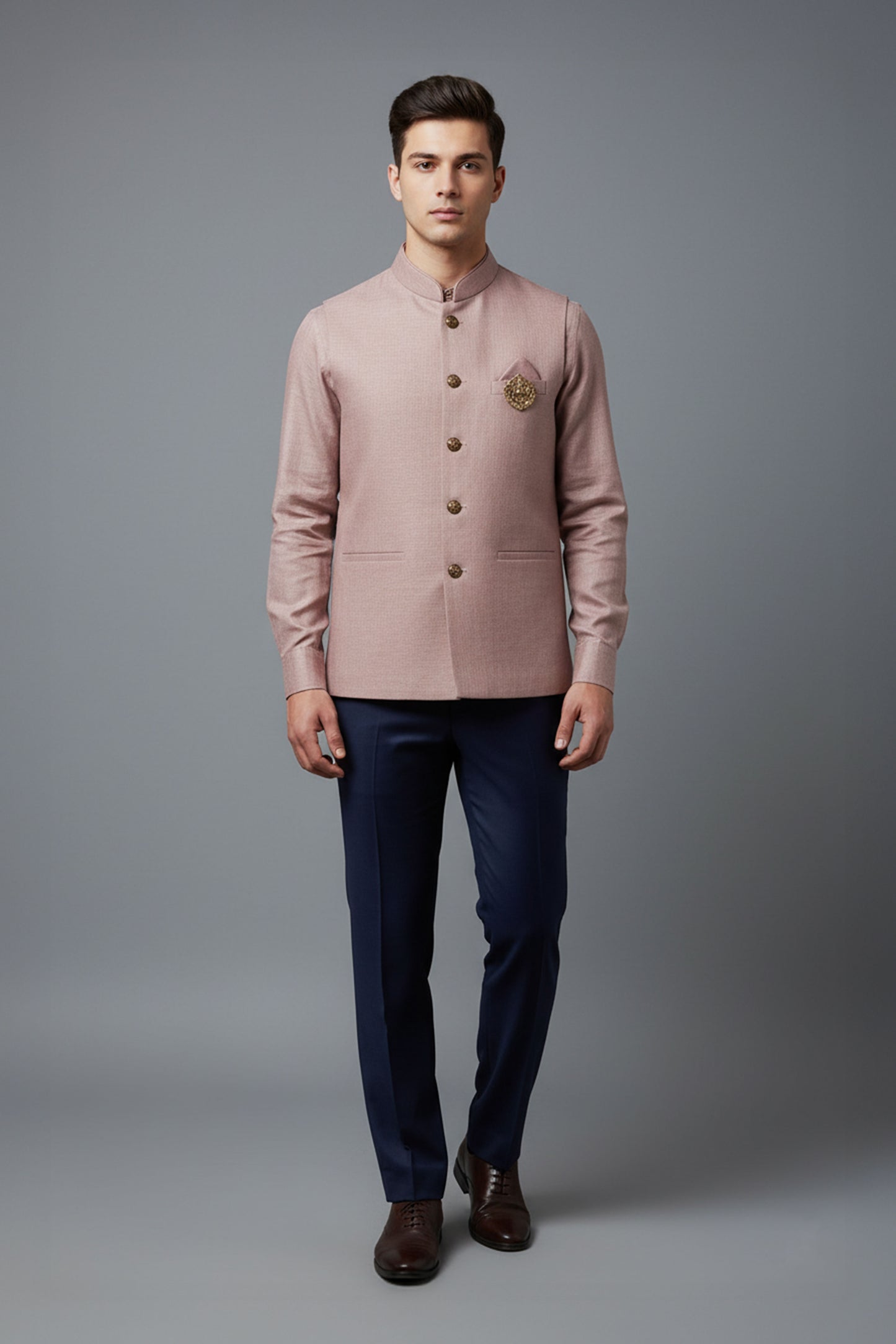 Blush Pink Nehru Jacket with Matching Shirt