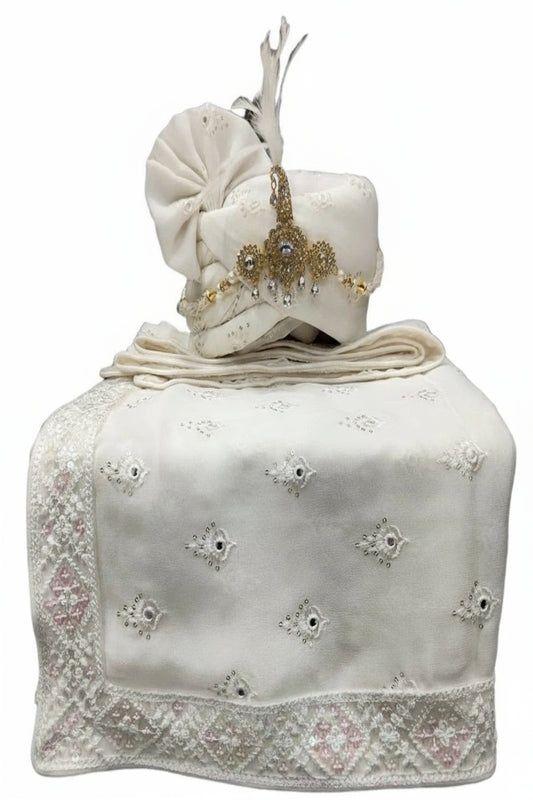 Elegant Traditional Turban with Shawl for Men – Perfect for Weddings & Festive Wear