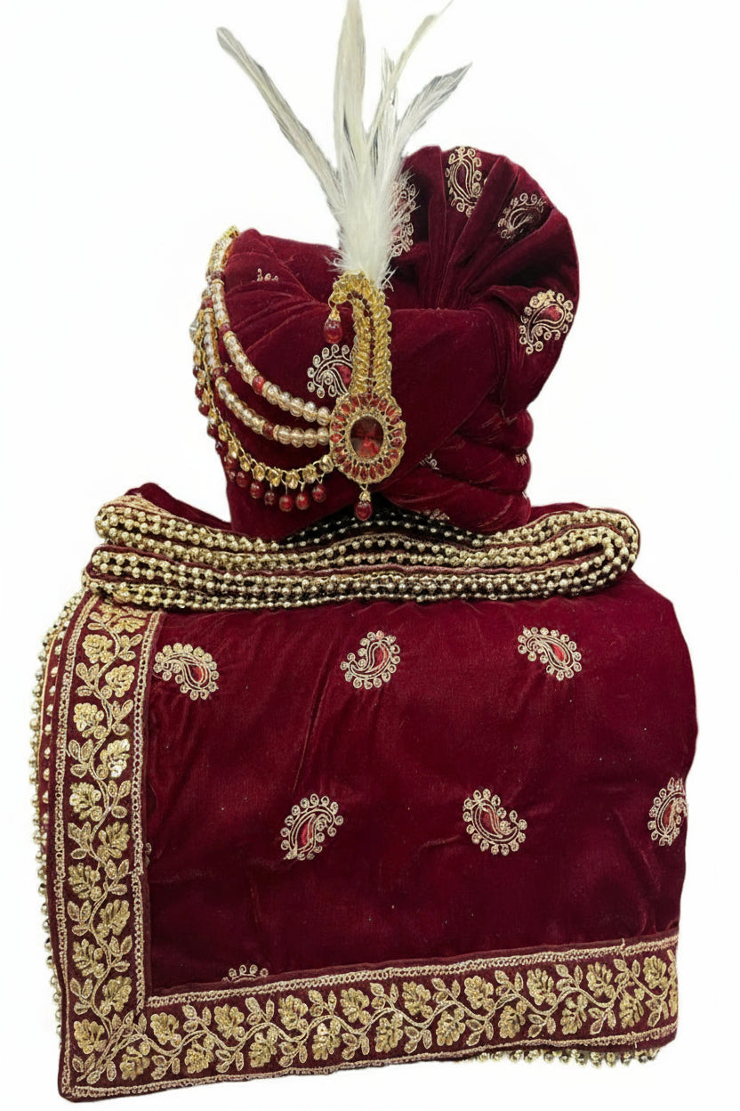Elegant Traditional Turban with Shawl for Men – Perfect for Weddings & Festive Wear