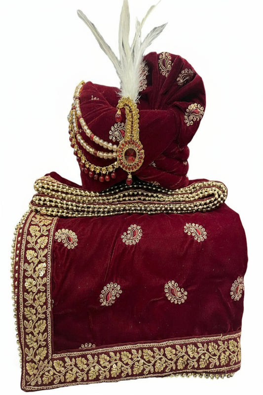 Elegant Traditional Turban with Shawl for Men – Perfect for Weddings & Festive Wear