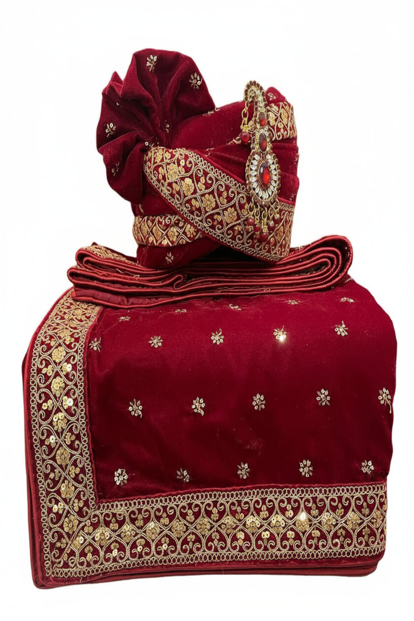 Elegant Traditional Turban with Shawl for Men – Perfect for Weddings & Festive Wear