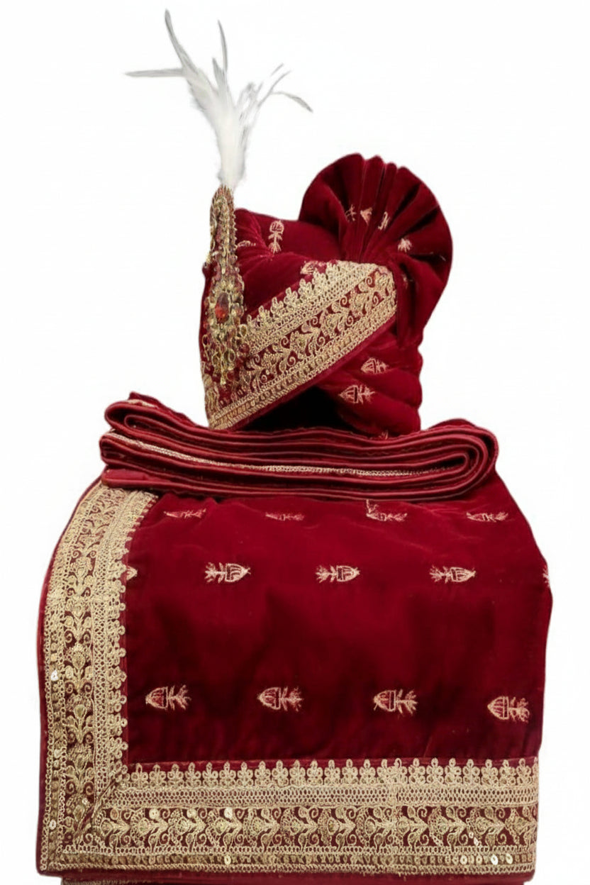 Elegant Traditional Turban with Shawl for Men – Perfect for Weddings & Festive Wear
