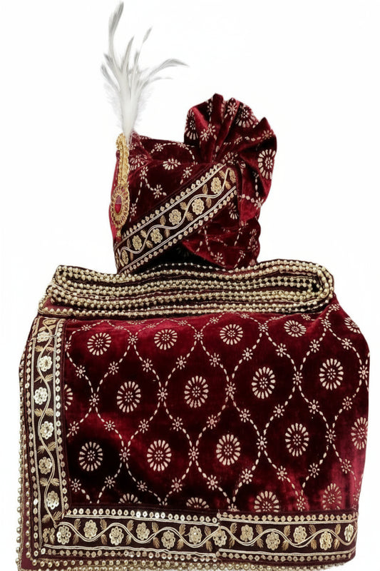 Elegant Traditional Turban with Shawl for Men – Perfect for Weddings & Festive Wear