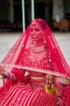 "Red Bridal Lehenga with zardosi and cutdana work  - Crafted Just for You. Minimum Delivery 20 Days
