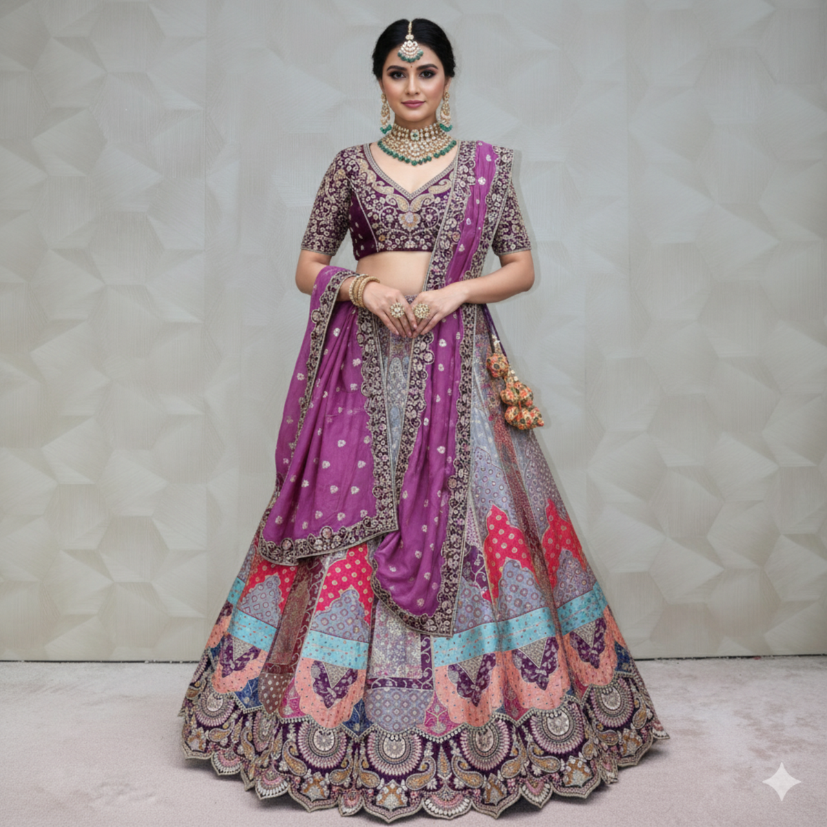 Regal Olive Green Embroidered Net Lehenga Choli with Halter Neck - Crafted Just for You. Minimum Delivery 20 Days