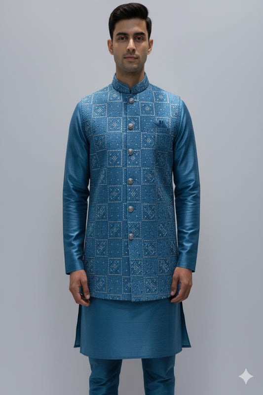 Kurta with Jacket - Crafted Just for You. Minimum Delivery: 20 Days