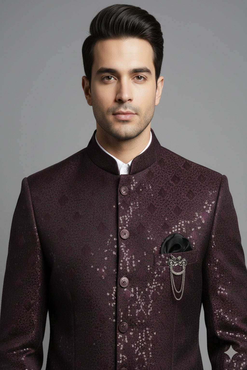 Stitched Designer Suit With Unstitched Pant Fabric – Wine Purple