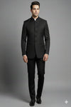 Stitched Designer Suit With Unstitched Pant Fabric – Jet Black