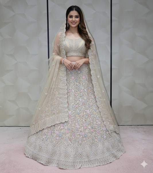 Rose Gold Sequined Lehenga  - Crafted Just for You. Minimum Delivery 20 Days