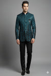 Stitched Designer Suit With Unstitched Pant Fabric – Teal Black