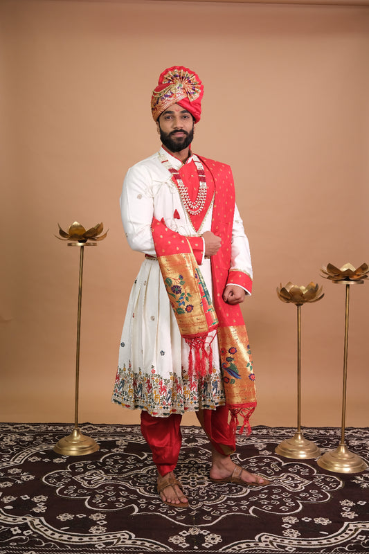 Exclusive Traditional Sherwani With Stole & Bottom