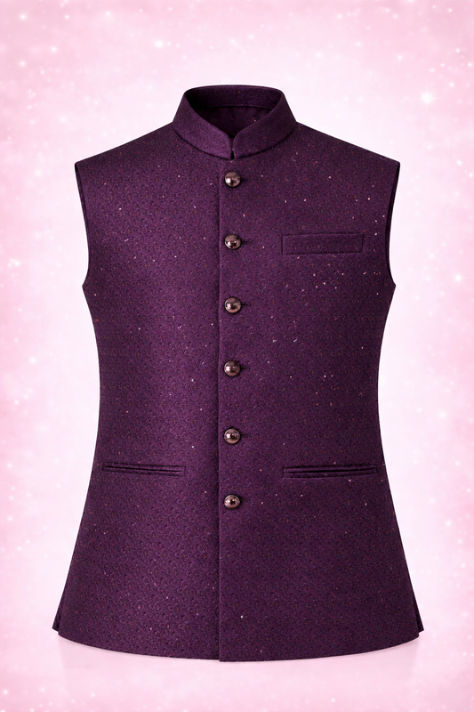 Men’s Premium Jacquard Nehru Jacket Textured Ethnic Waistcoat