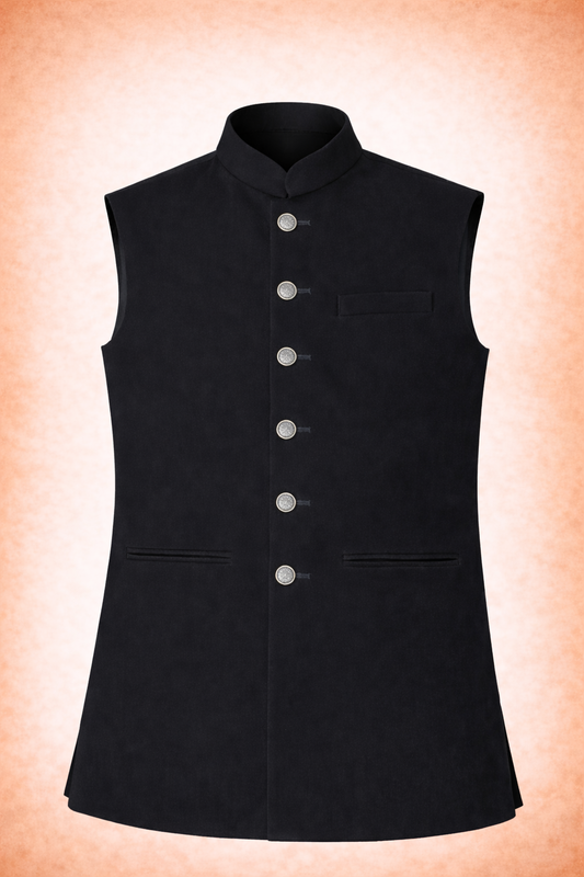 Men’s Dark Grey Solid Armani Nehru Jacket