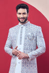 Sky Blue Embroidered Sherwani Set - Crafted Just for You. Minimum Delivery: 20 Days