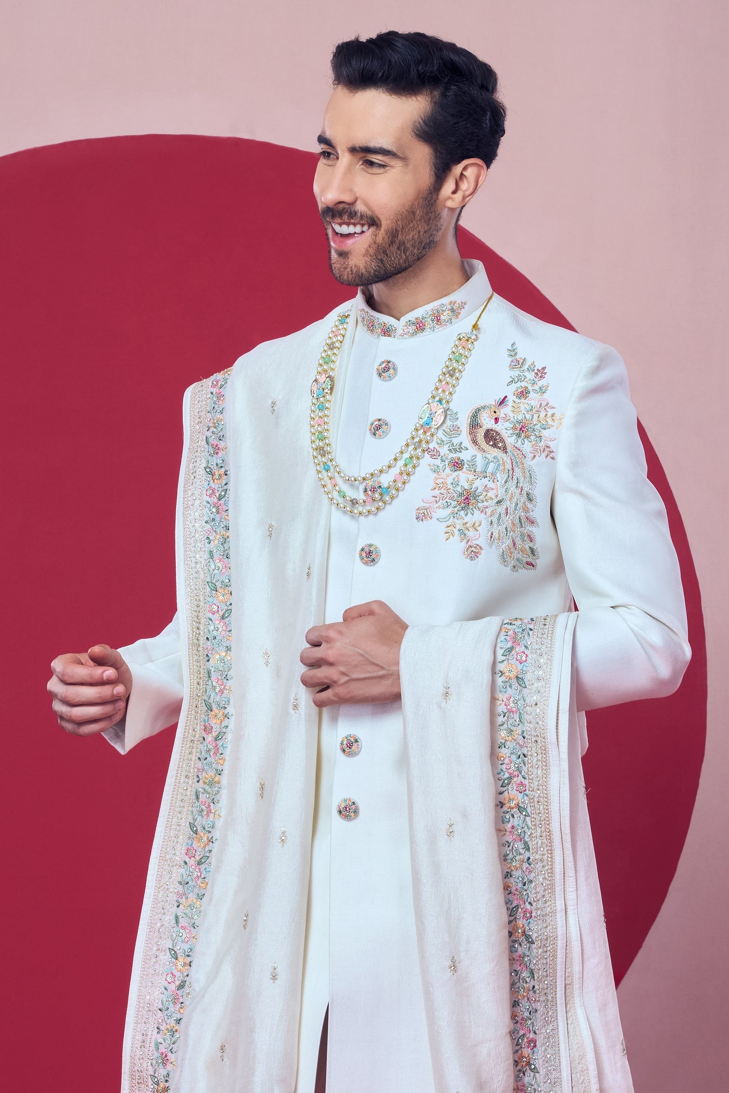 Royal White Embroidered Sherwani – Crafted Just for You. Minimum Delivery: 20 Days
