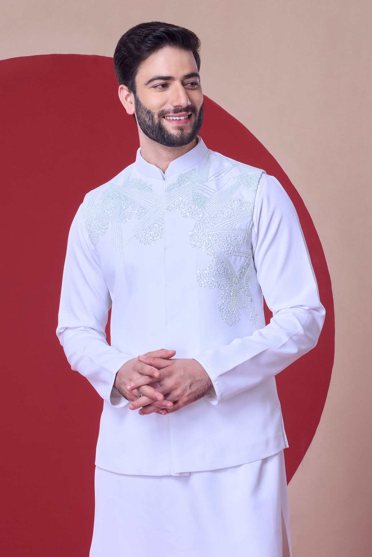 White Embroidered Indo-Western Kurta Set - Crafted Just for You. Minimum Delivery: 20 Days