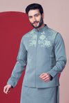 Sage Green Embroidered Jodhpuri Kurta Set - Crafted Just for You. Minimum Delivery: 20 Days