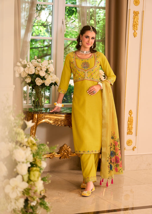 Elegant Embroidered  Suit Set