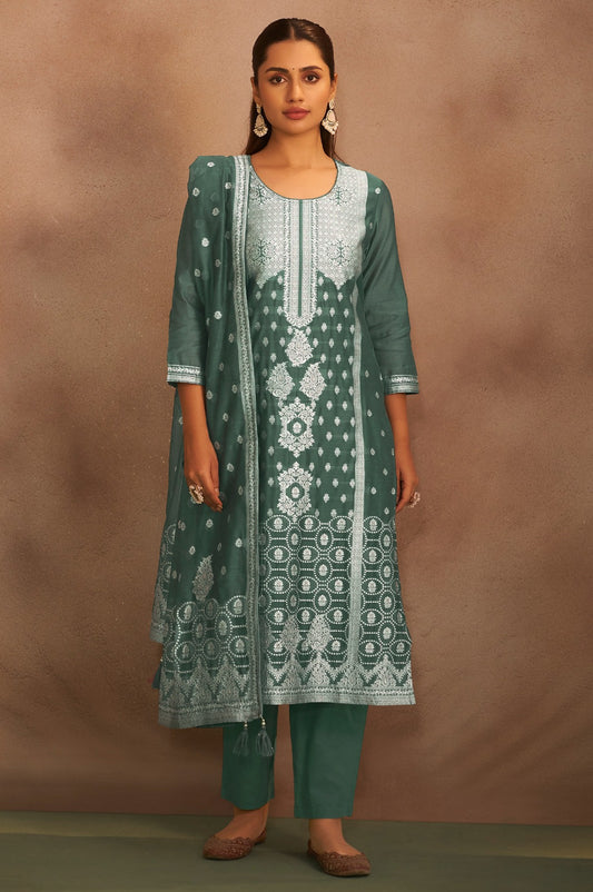 Classic Emerald Green Woven Suit