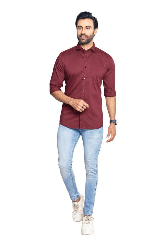 Men’s Slim Fit Casual Shirt with Full Sleeves | Soft Cotton Blend | Stylish Everyday Wear