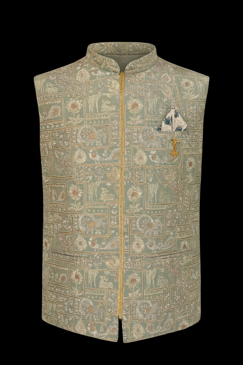 Elegance with regal Embroidered Modi Jacket – Crafted Just for You.