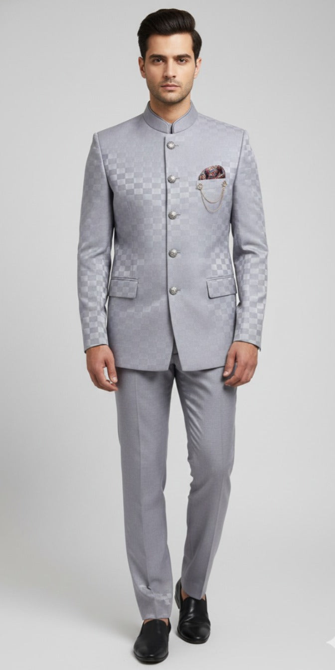 Elegant Grey Jodhpuri Suit -Crafted Just for You.