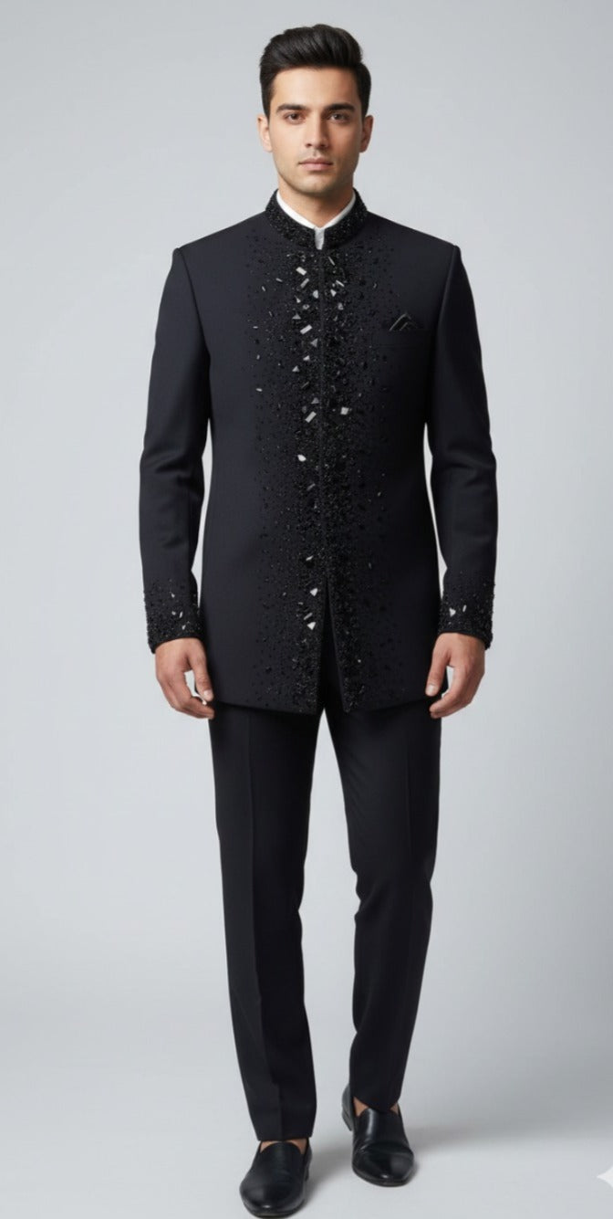 Elegant Black Jodhpuri Suit -Crafted Just for You.