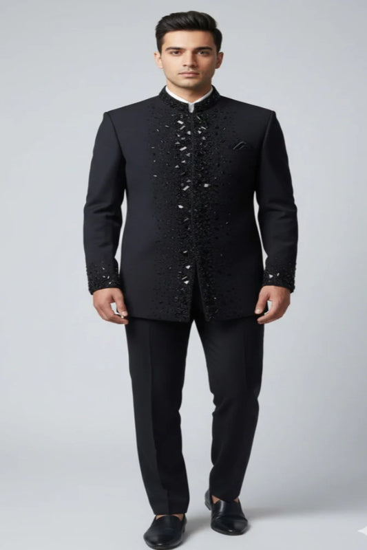 Elegant Black Jodhpuri Suit -Crafted Just for You.