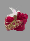 Pink Groom Safa with Feather & Stone Brooch