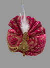 Pink Groom Safa with Feather & Stone Brooch