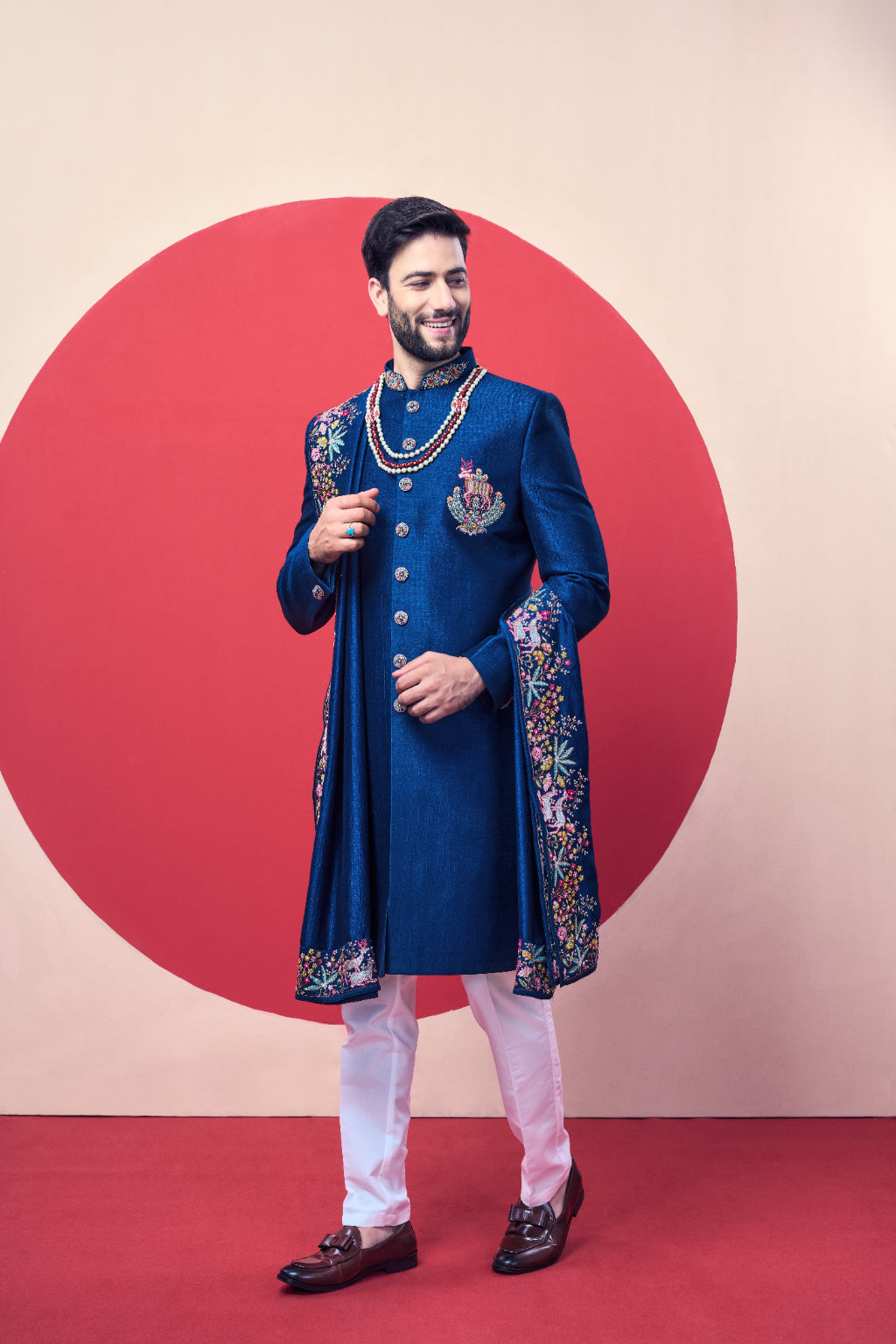 The Signature Collection - Royal Blue Embroidered Sherwani