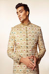 Ivory and Gold Embroidered Sherwani Set - Crafted Just for You. Minimum Delivery: 20 Days