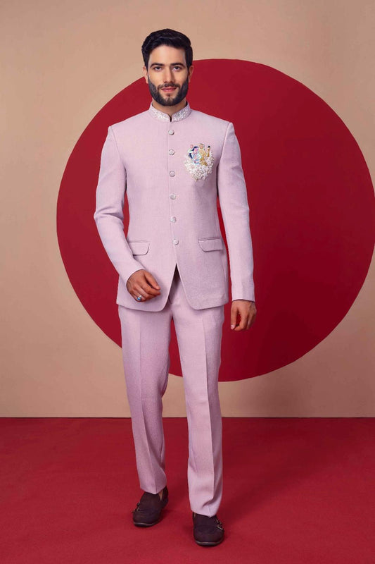 Designer Pastel Pink Indo-Western Set – Crafted Just for You. Minimum Delivery: 20 Days