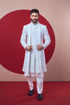 The Signature Collection - Royal White Hand-Embroidered Sherwani with Dupatta