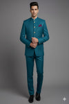 Premium Teal Blue Stitched Suit + Unstitched Pant Set