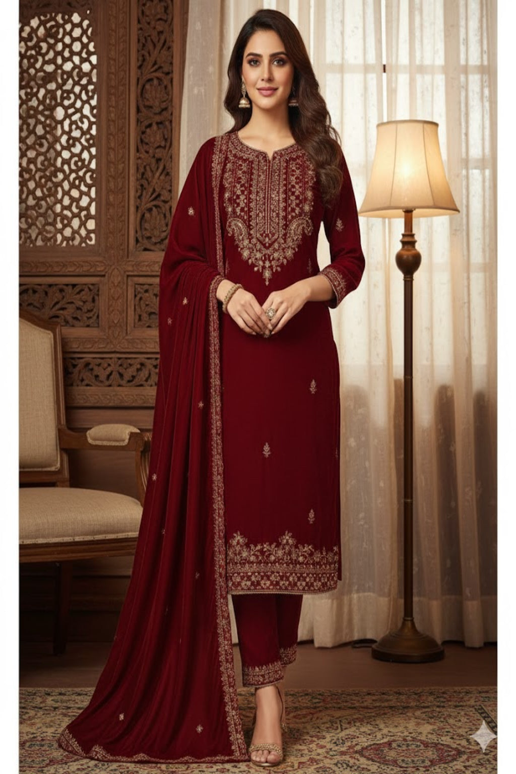 “Royal Maroon Designer Suit for Wedding & Celebration”